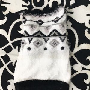 Black and white fuzzy sweater